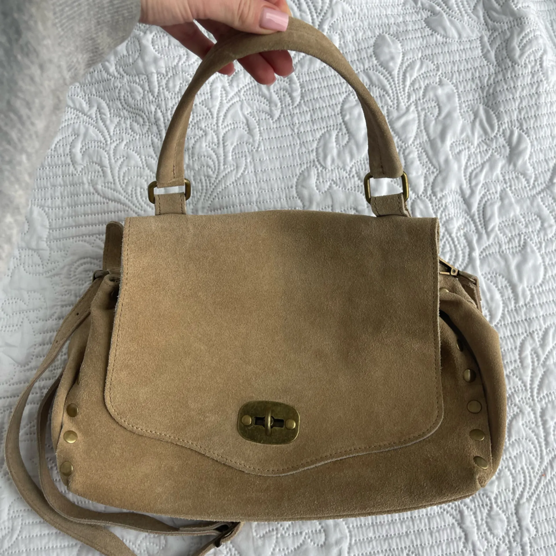 CUIR VERITABLE GENUINE SUEDE SHOULDER BAG Tan - Image 2