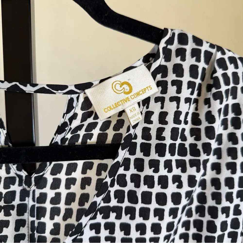 Minimalist Boho Midi Dress Geometric Print 3/4 Sleeve Flattering Aesthetic XS - Image 5