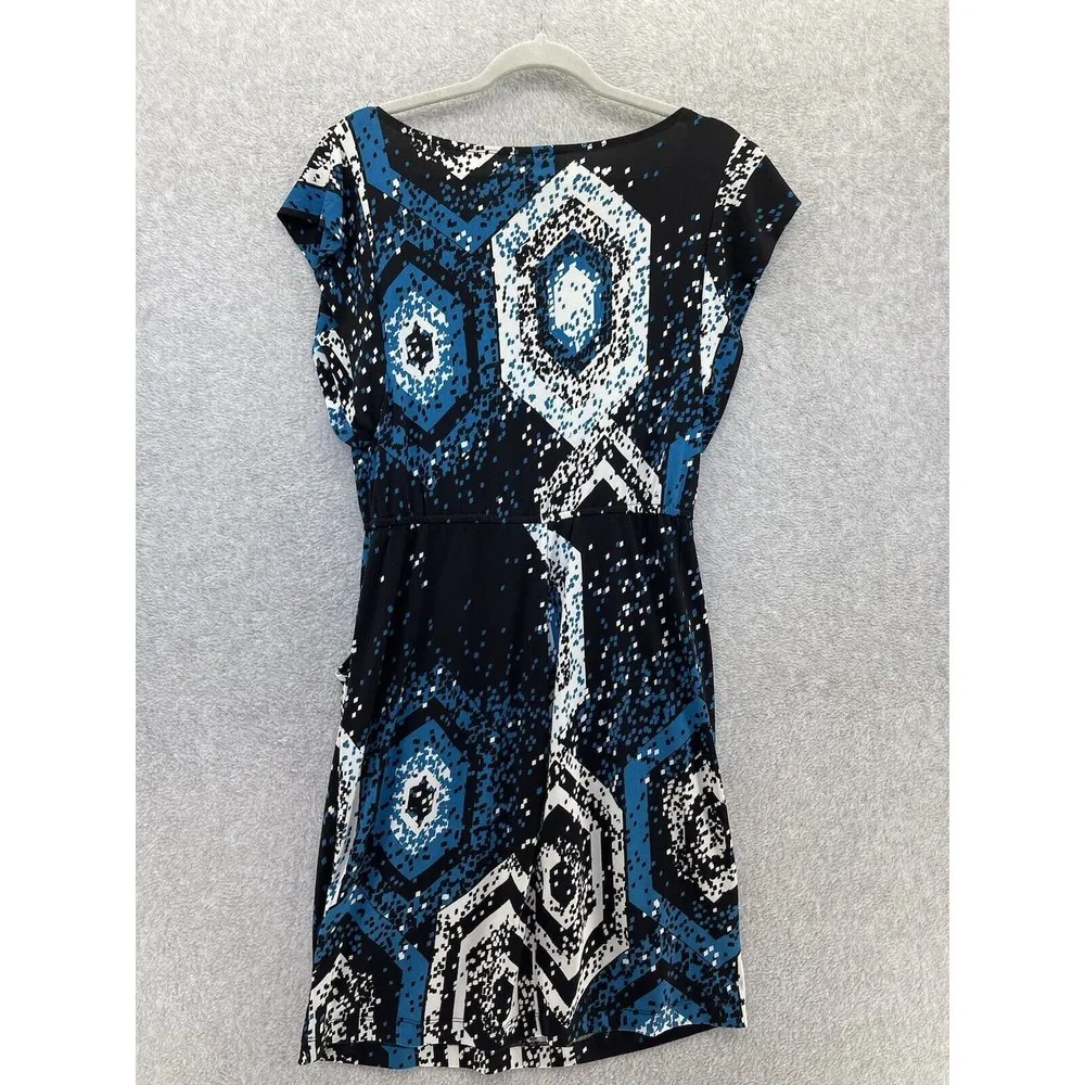 Bisou Bisou Women's Dress A Line Cap Sleeve Black Blue Pockets Unlined Size 10 - Image 2