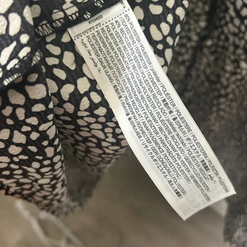 Mango Ruffle‎ Printed Dress Size 6 Ecru NWOT - Image 8