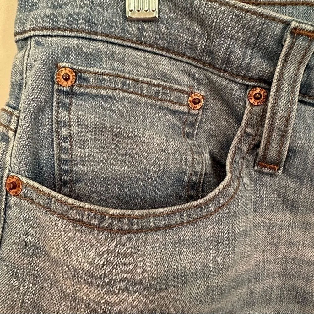 J. Crew High Rise Button Fly Frayed Denim Short Womens 30 Light Wash Boho Hippie - Image 3