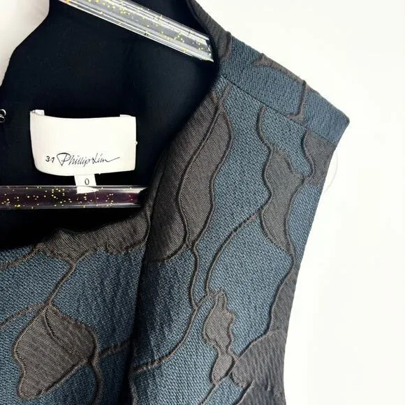 3.1 Phillip Lim Dress Size 0 Jacquard Print Asymmetrical Neckline Sleeveless - Image 7