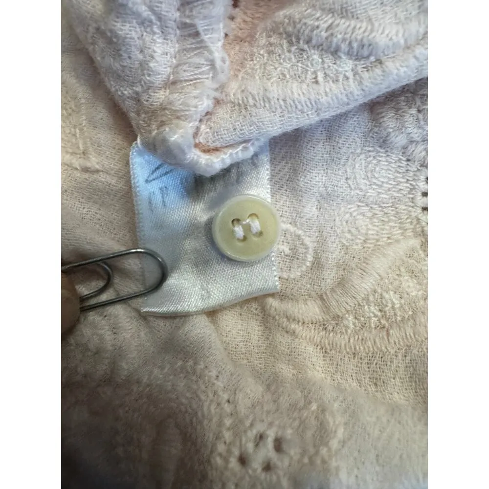 CP SHADES Petal Pink Floral Embroidered Gauzy Linen Shirt Size Large - Image 6