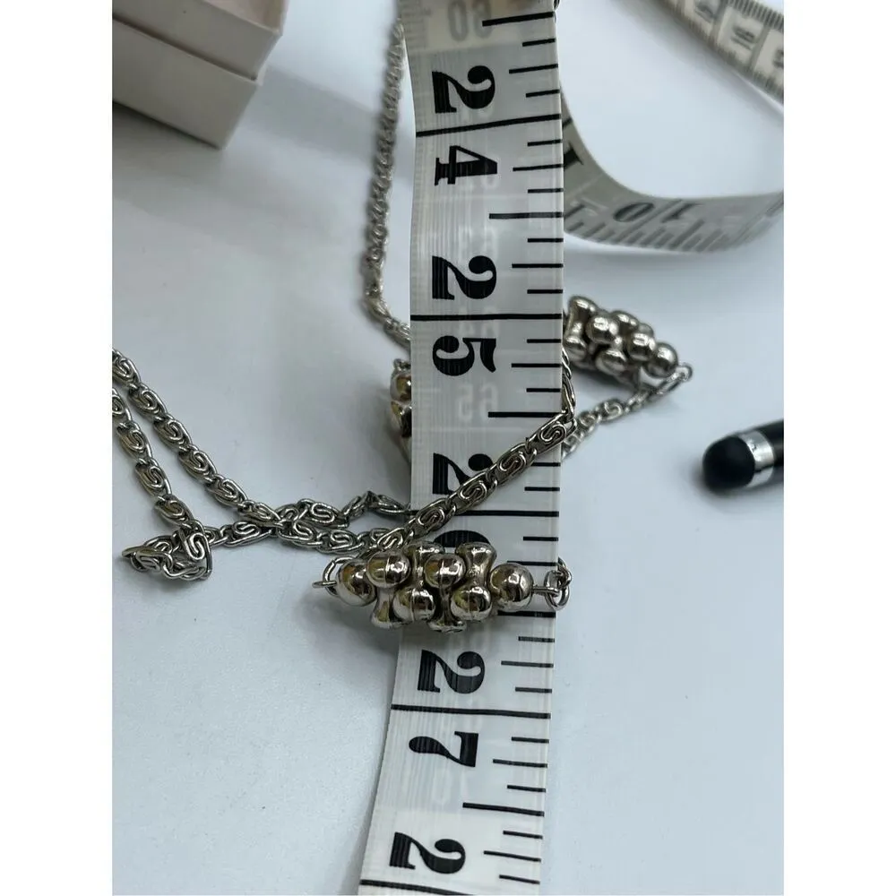 Vintage paper clip link chain with intermittent silver beaded clusters. 28” long - Image 8