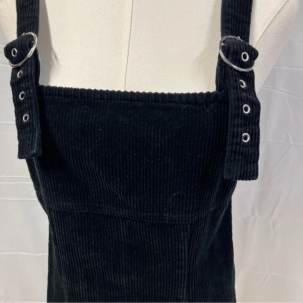 Forever 21 Corduroy Overall Mini Dress‎ Juniors Size M Black Steampunk Goth Punk - Image 4