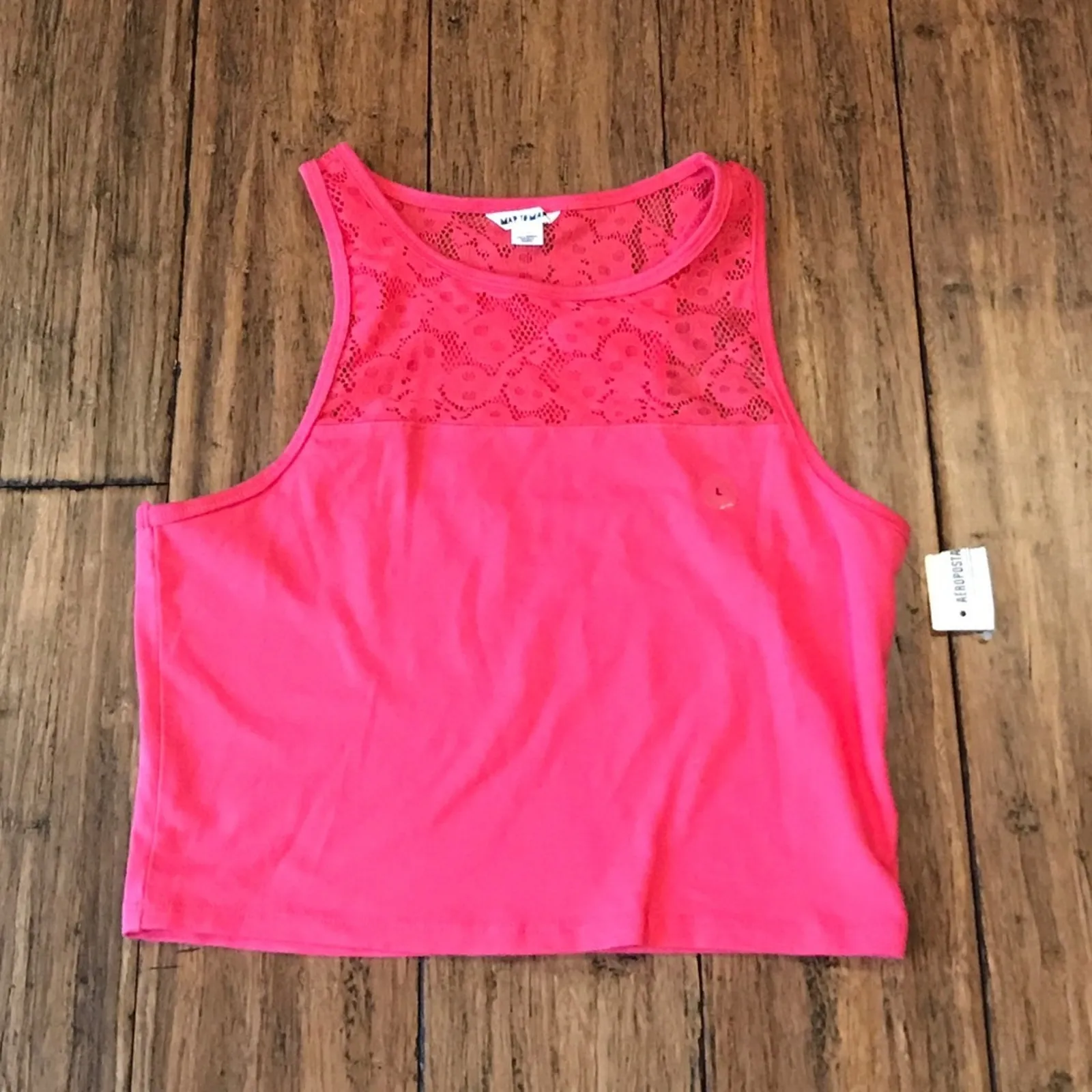 Aeropostale Crop Top Map to Mars Pink Lace - Image 2