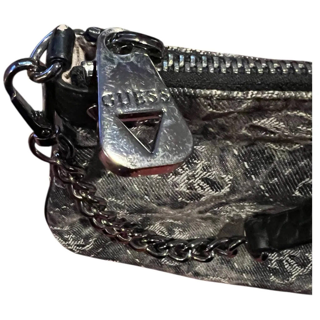 Guess Black and Silver zipper mini bag - Image 4