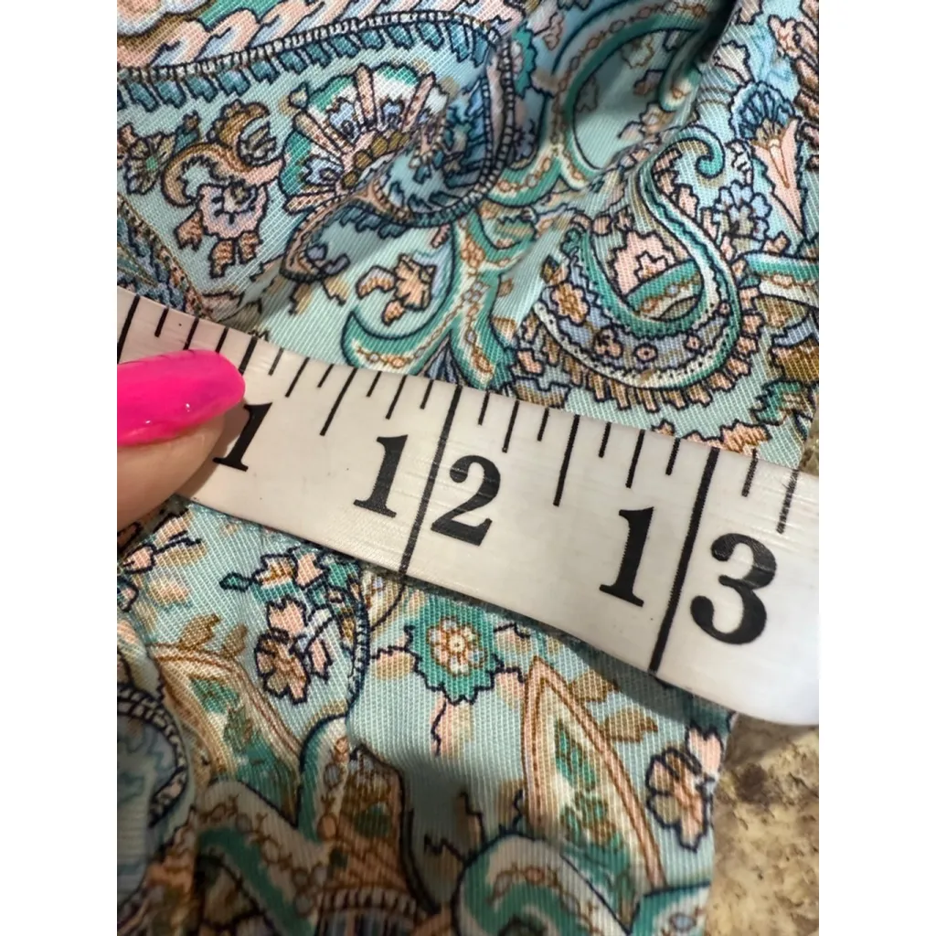 Women's Talbots Plus 14 Blue Beige Paisley Cropped Pants - Image 5