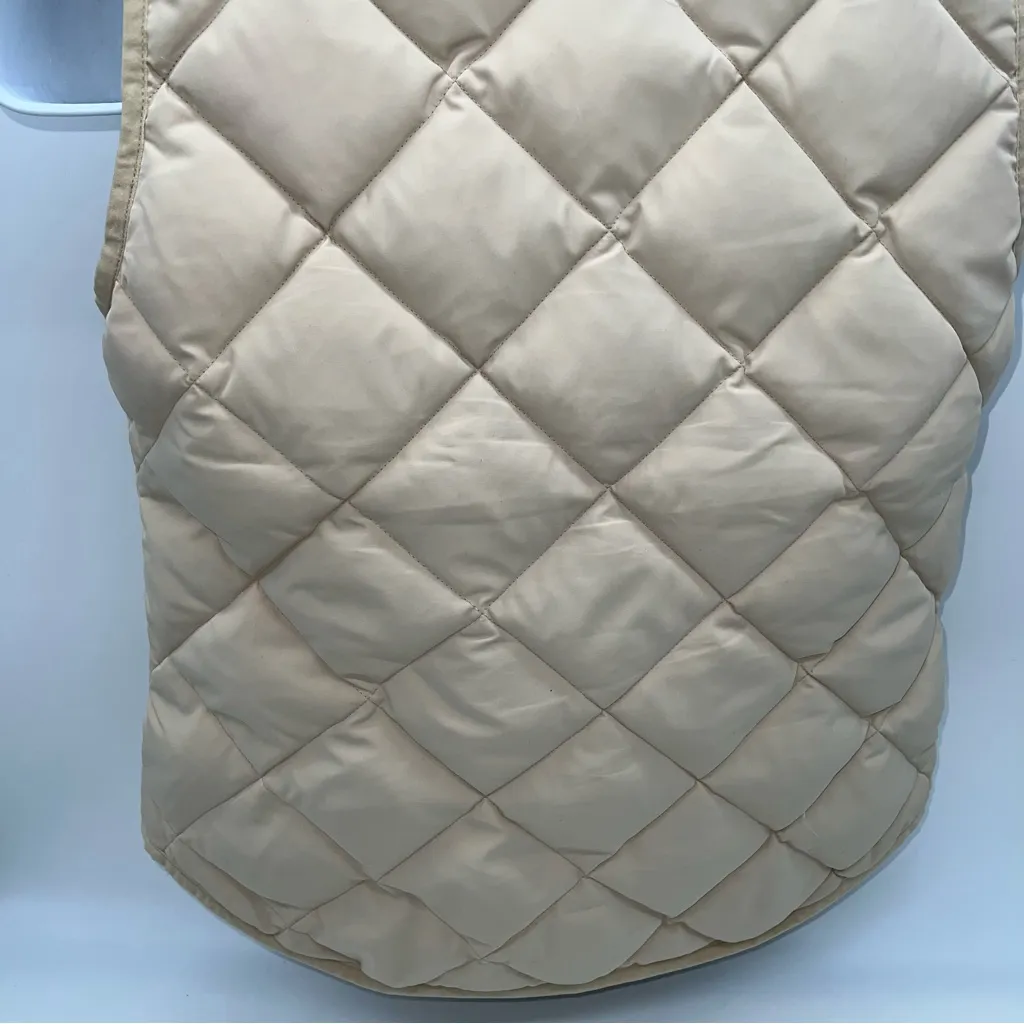 J.Crew Factory Quilted Beige Full Double Zipper Pull Down Puffer Vest-Size Small - Image 8