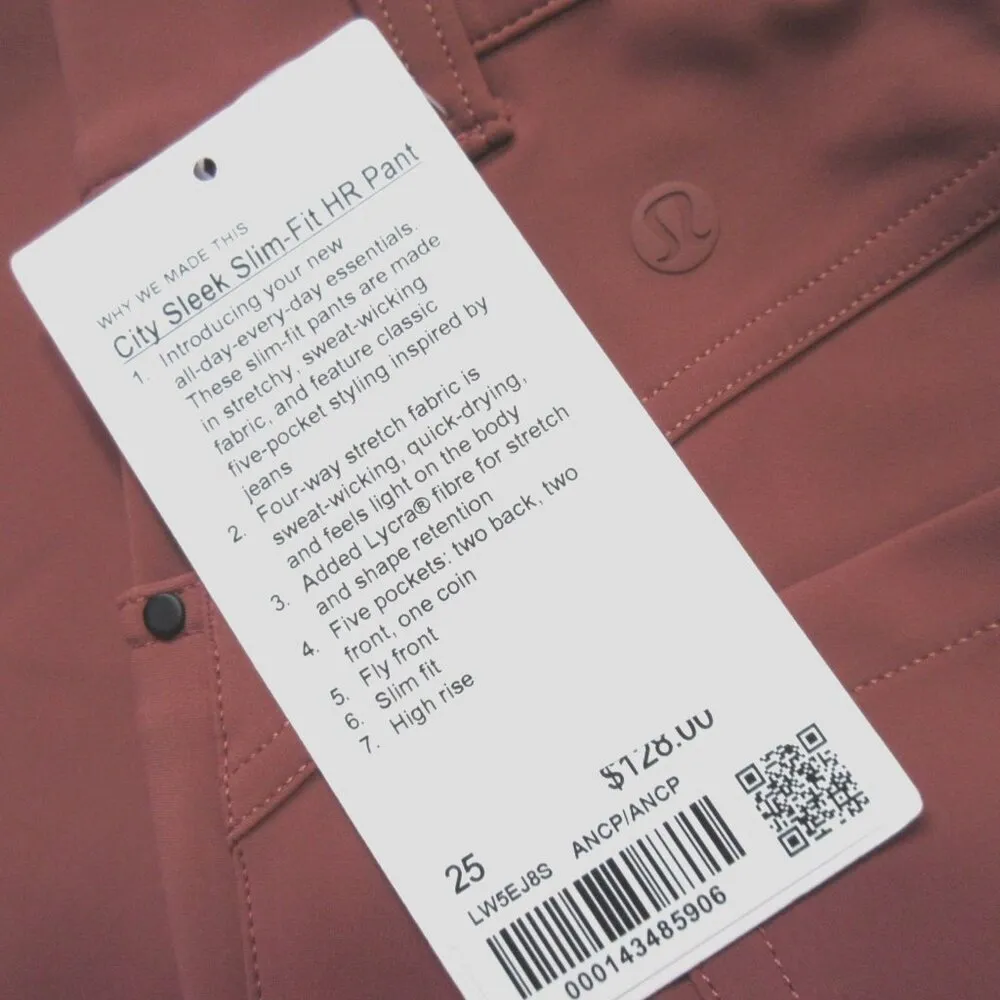 NWT Lululemon City Sleek Slim-Fit High Rise in Ancient Copper 5-Pocket Pants 25 - Image 3