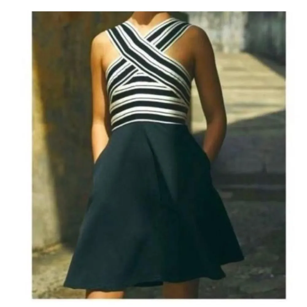 Maeve Anthropologie Criss Cross Bondage Neckline Mini Dress Casual Cocktail - Image 6