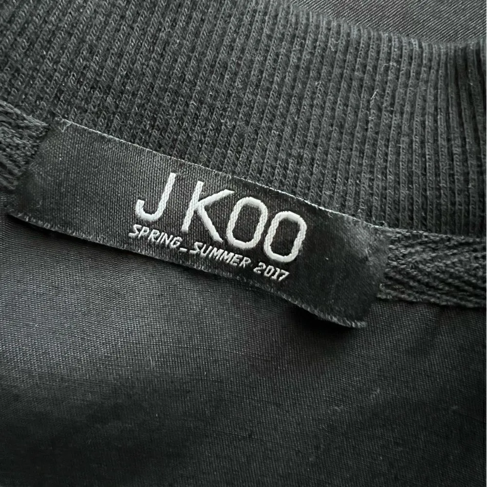 J KOO Black Ruffle Elongated Tee T - Image 16