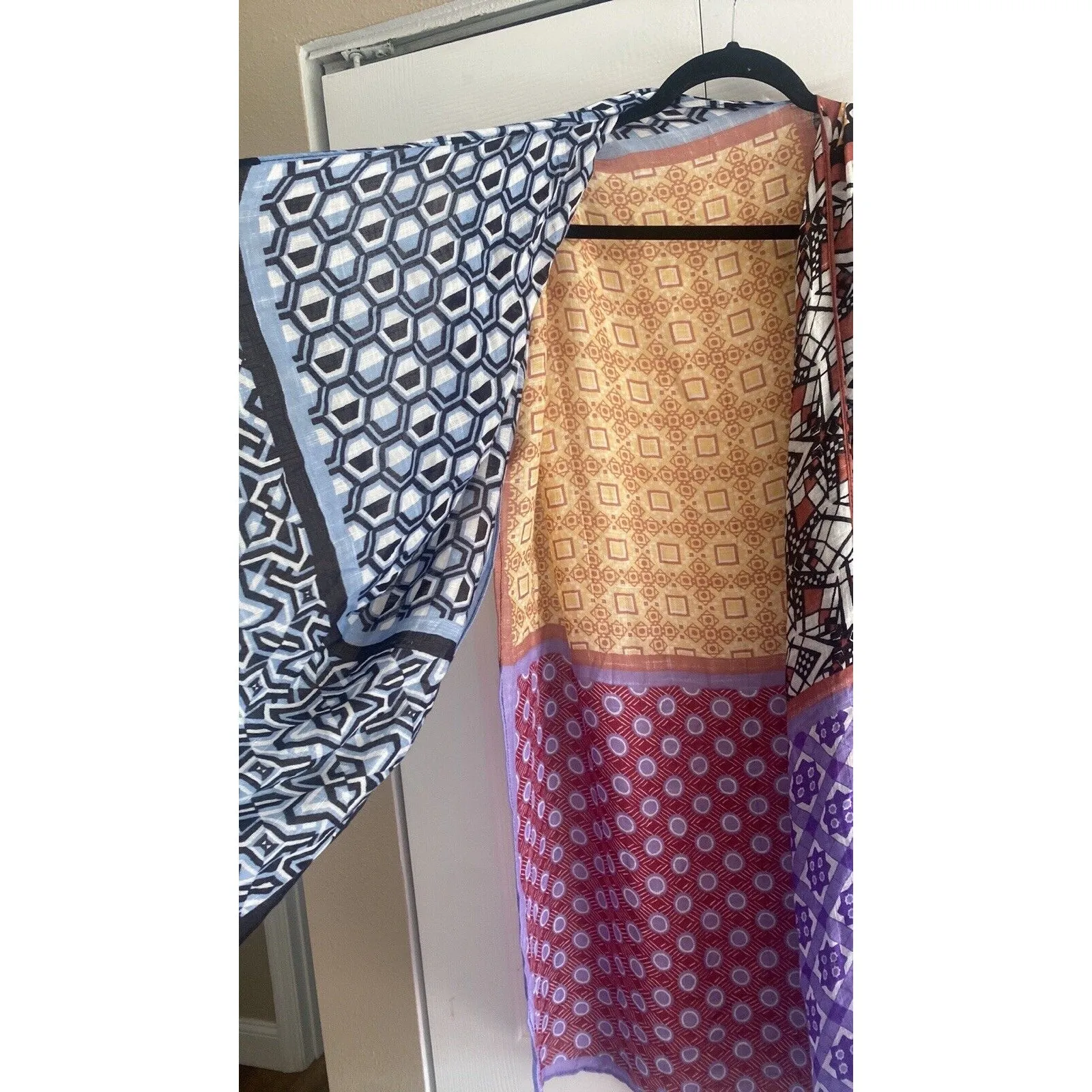 Lovestitch‎ Boho Patchwork Open Kimono 100% Viscose One Size Open Cardigan Light - Image 3