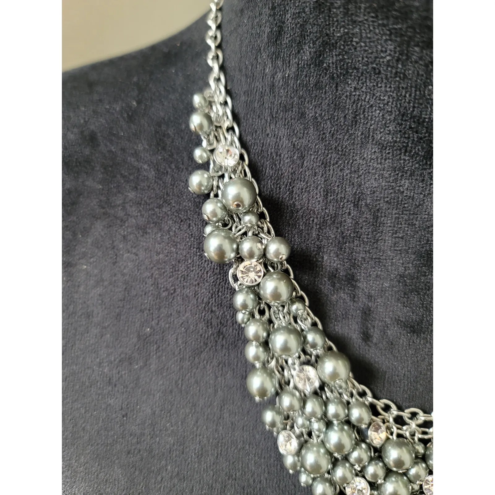 Charter Club Silver Pearl Beaded Statement Necklace With Lobster Claw Lock - Image 5