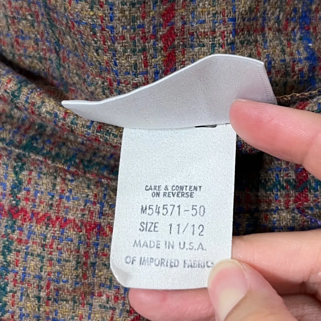 Vintage That's Me Plaid Pleated High Waist Trousers Brown Classic Fit Size 11/12 - Image 6