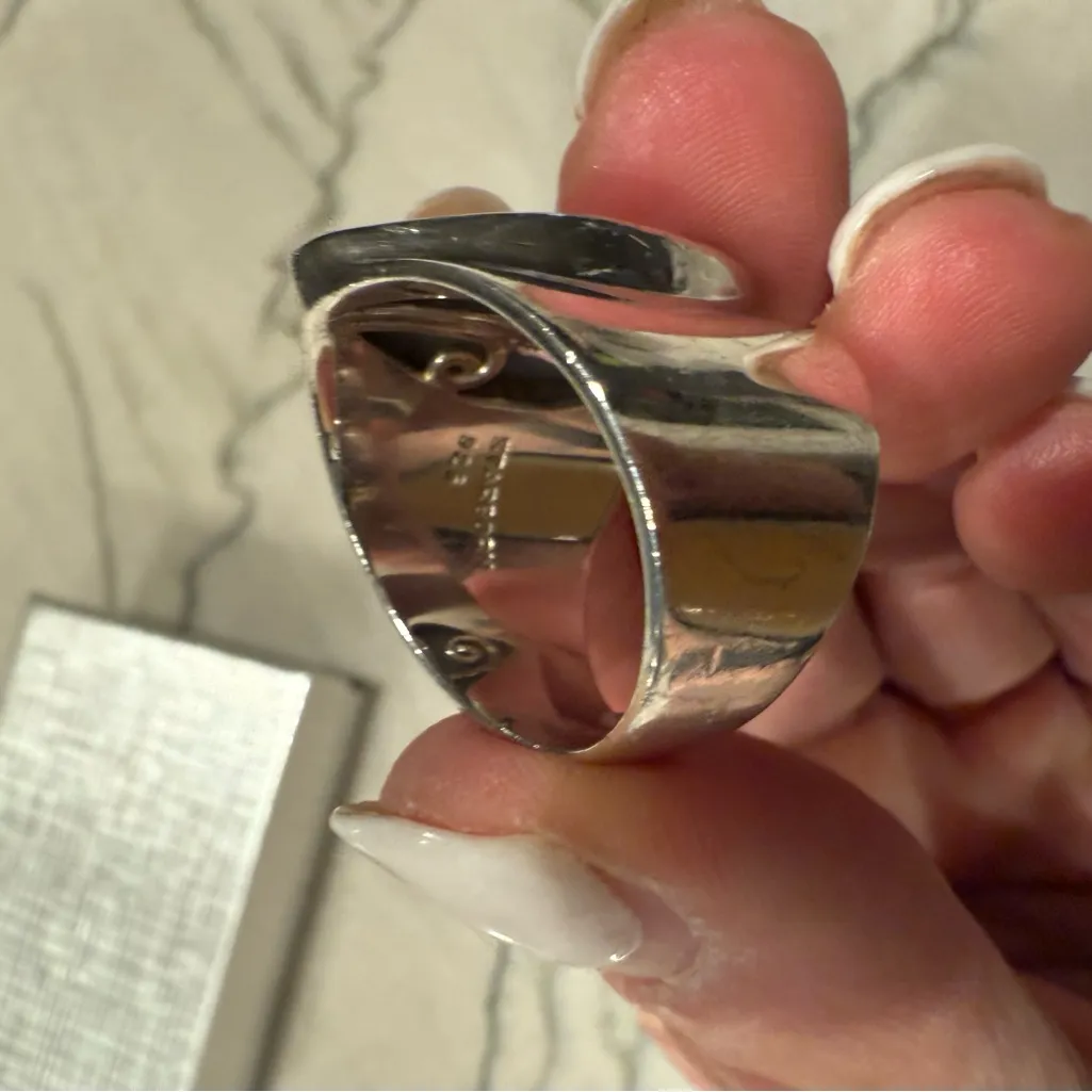 Sterling Silver and Druze Ring Signed by Artist - Image 8