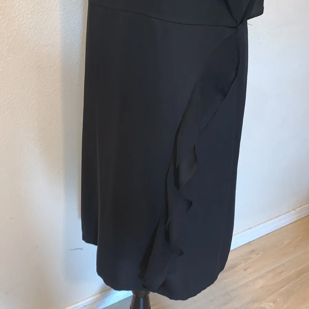 Simply Vera Vera Wang black side ruffle sleeveless midi dress - Image 3