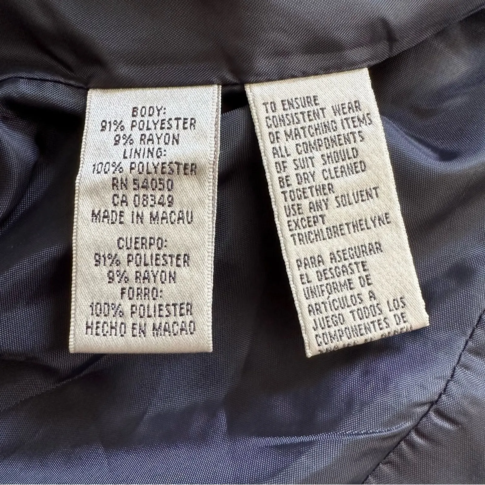 Jones New York Suits Blazer Jacket Women Navy Blue Button Front Career Size 6 - Image 10