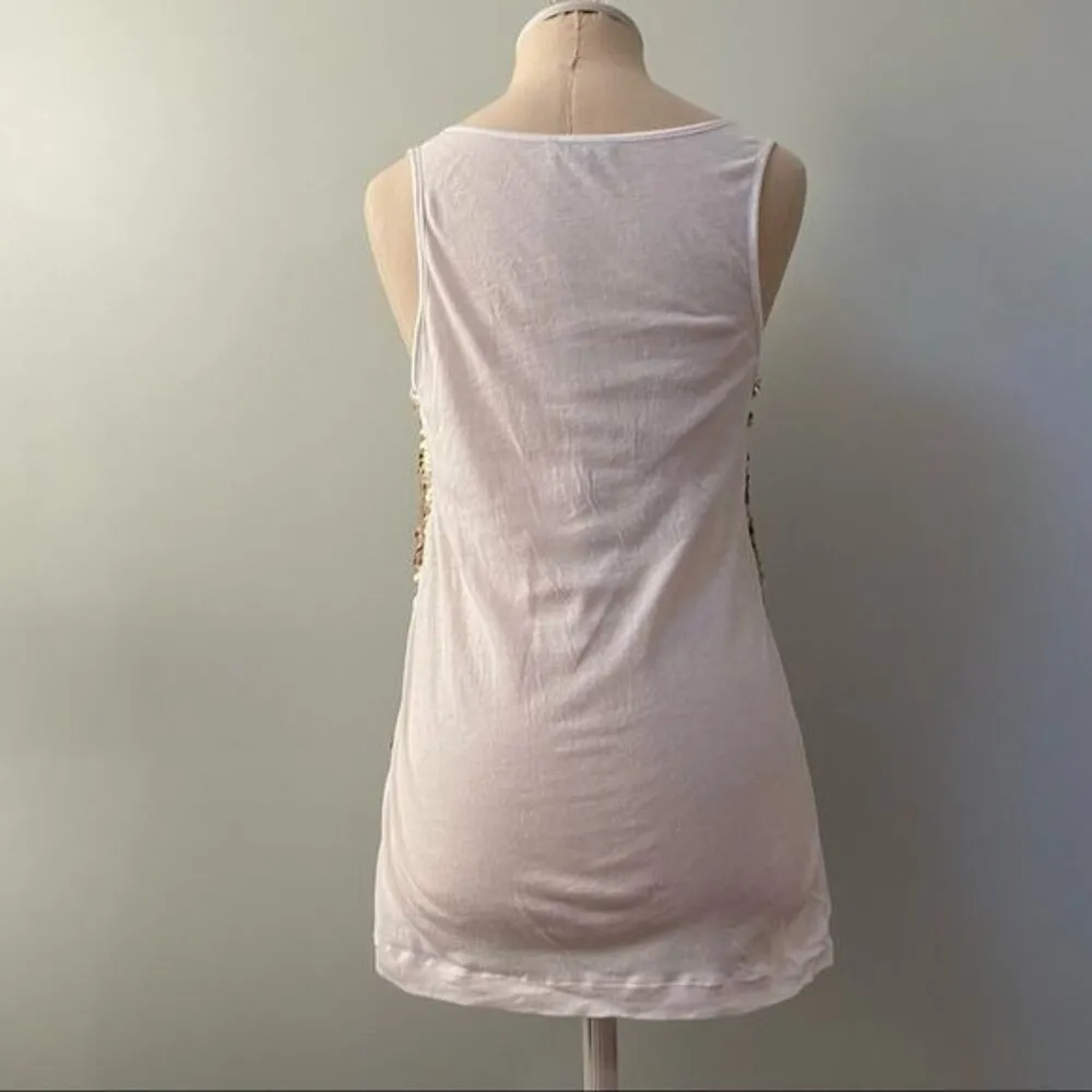 Express Gold Sequin White Tank Top - Image 6