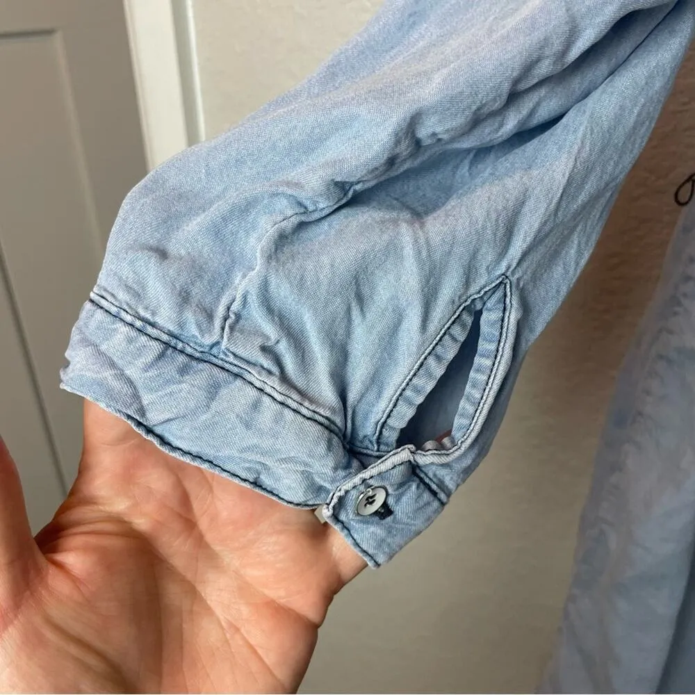 C&C CALIFORNIA Light Blue Tencel Denim Button Up Dress Size M - Image 4