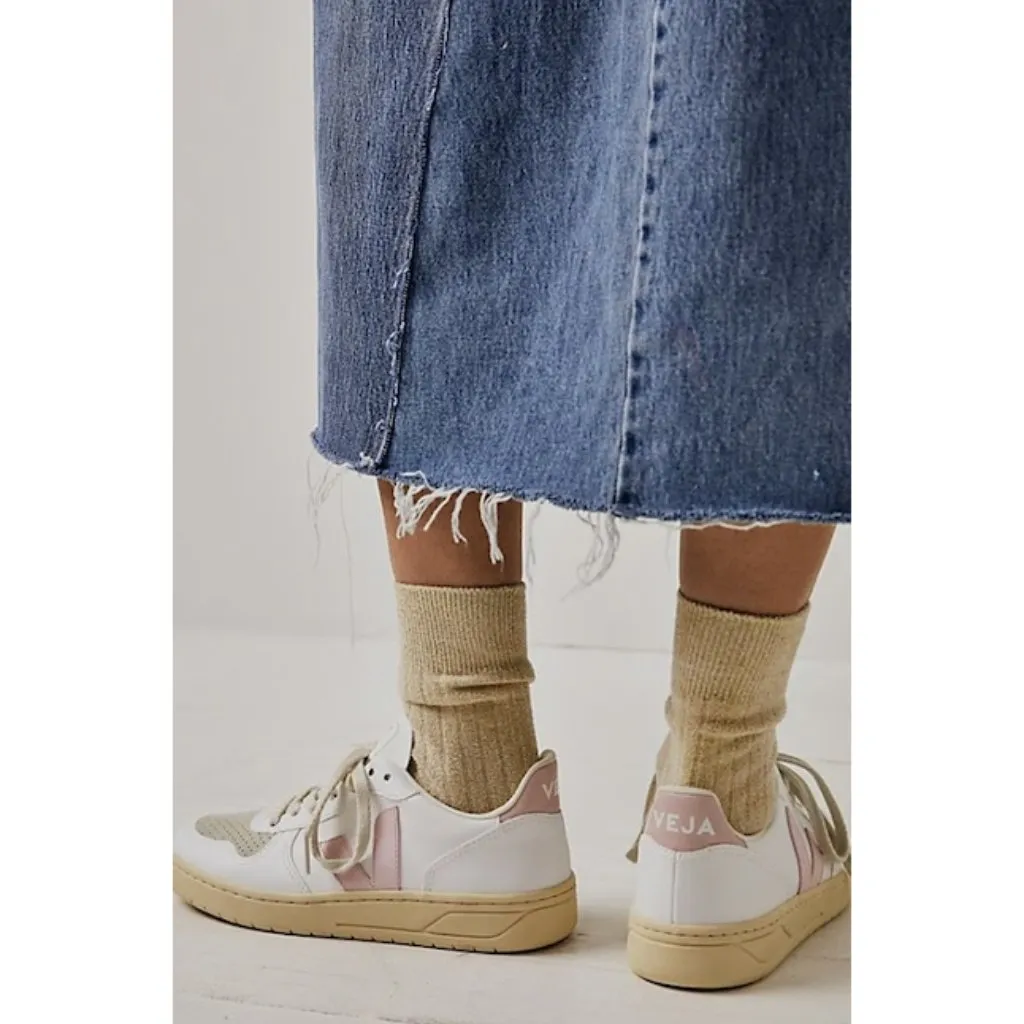 VEJA V-10 CWL Vegan Leather Sneaker in White/Petale Pink Size EU 37/US 6 - Image 2