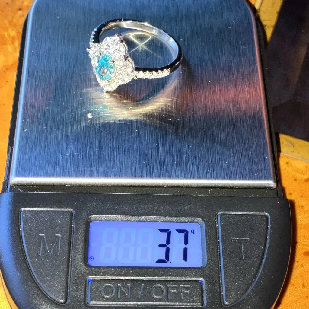 Blue Zircon White Sapphire Sterling Silver Ring Size 10 - Image 9