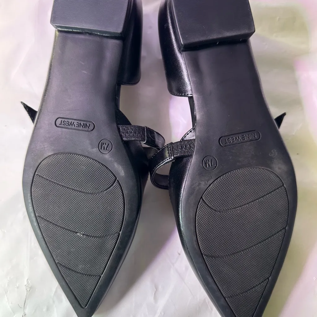 Nine West Black Pointed Flats with Bow - Image 11