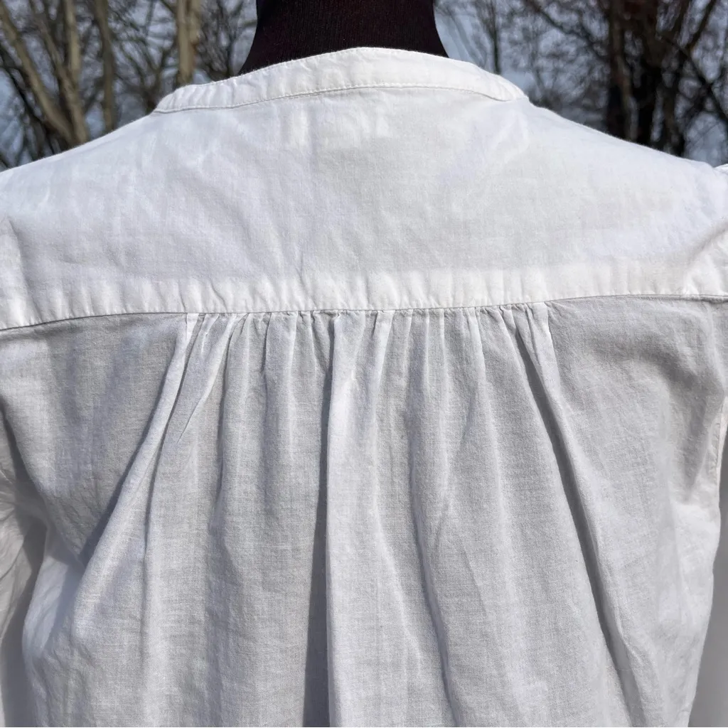 World Market Women’s 100% Cotton White Pleated Eyelet Peasant Top Blouse Sz S/M - Image 6