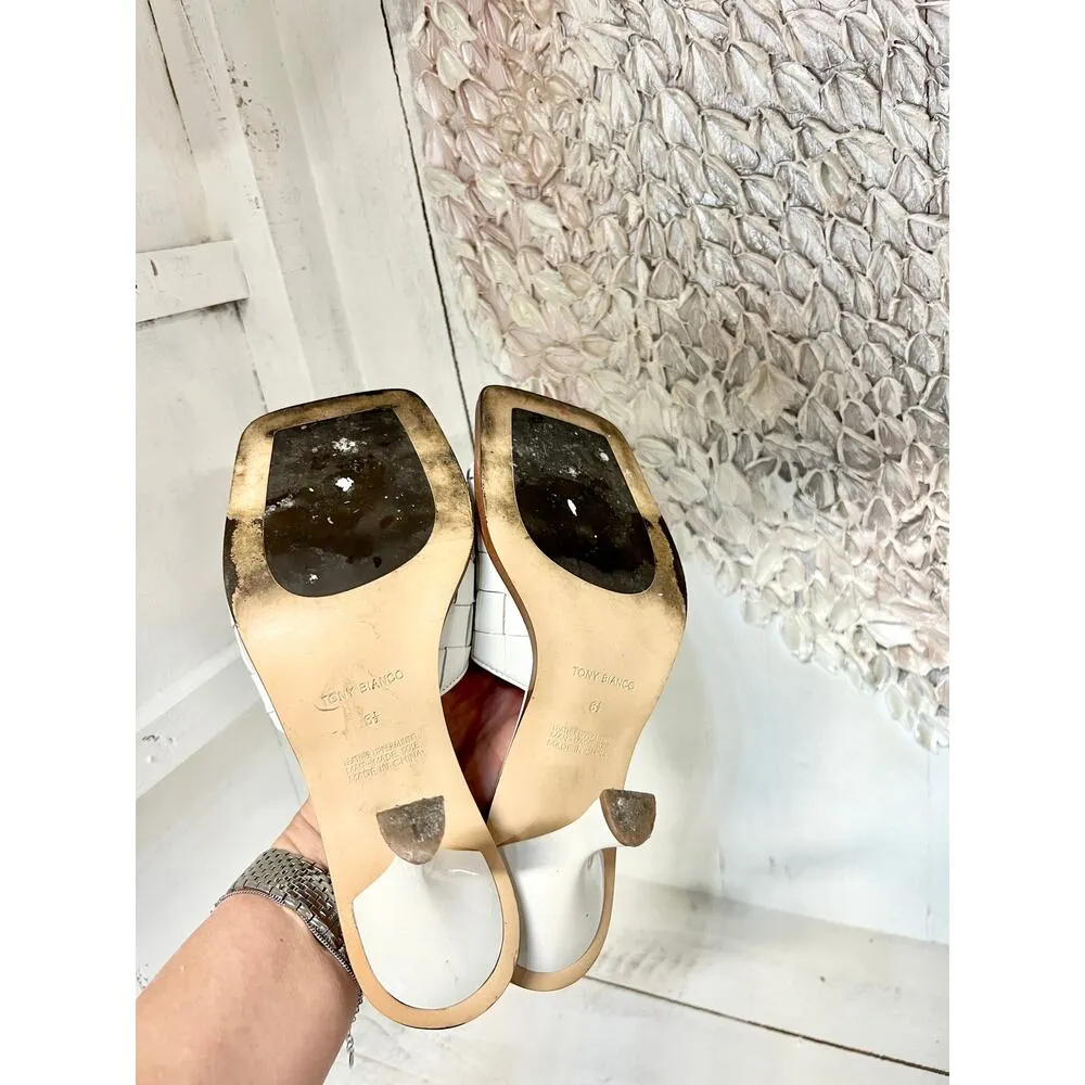 Tony Bianco Olivia Woven Sheep Nappa Leather Heeled Mule Sandals White Women 6.5 - Image 9
