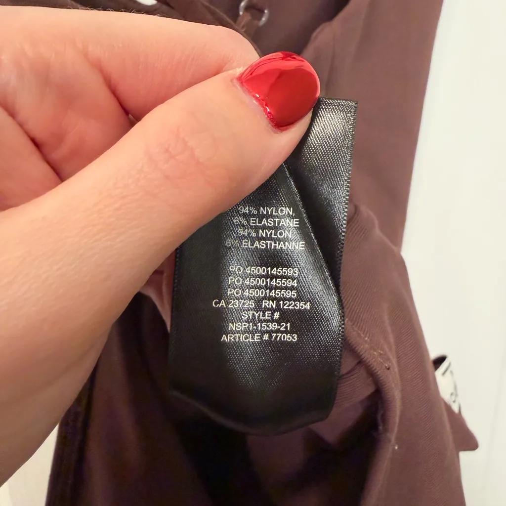 Babaton Aritzia Deep V Neck Bodysuit Brown Size Large - Image 4