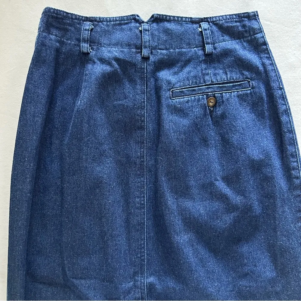 VTG 80s Liz Sport - Long Dark Blue Denim Skirt Midi Cotton - Size 6 - Image 5