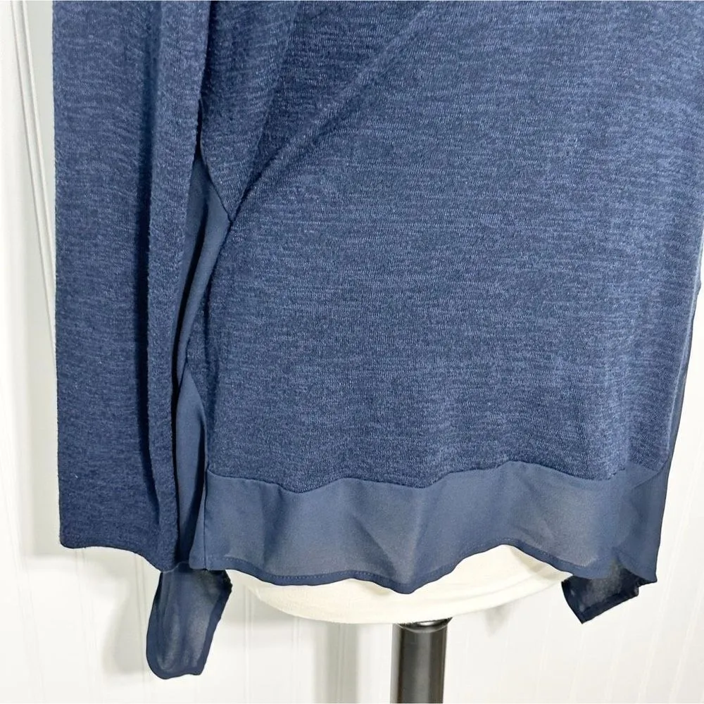 Simply Vera Vera Wang Women's Scoop Neck Long Sleeve Top Blouse Navy Size Medium - Image 3