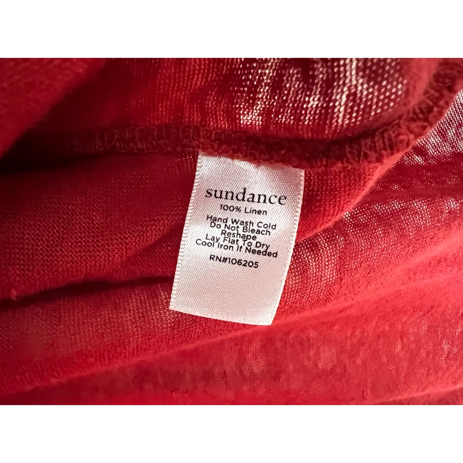 Sundance Ariane Top 100% Linen Dolman Sleeve Fringe Red Orange Small Oversized - Image 5