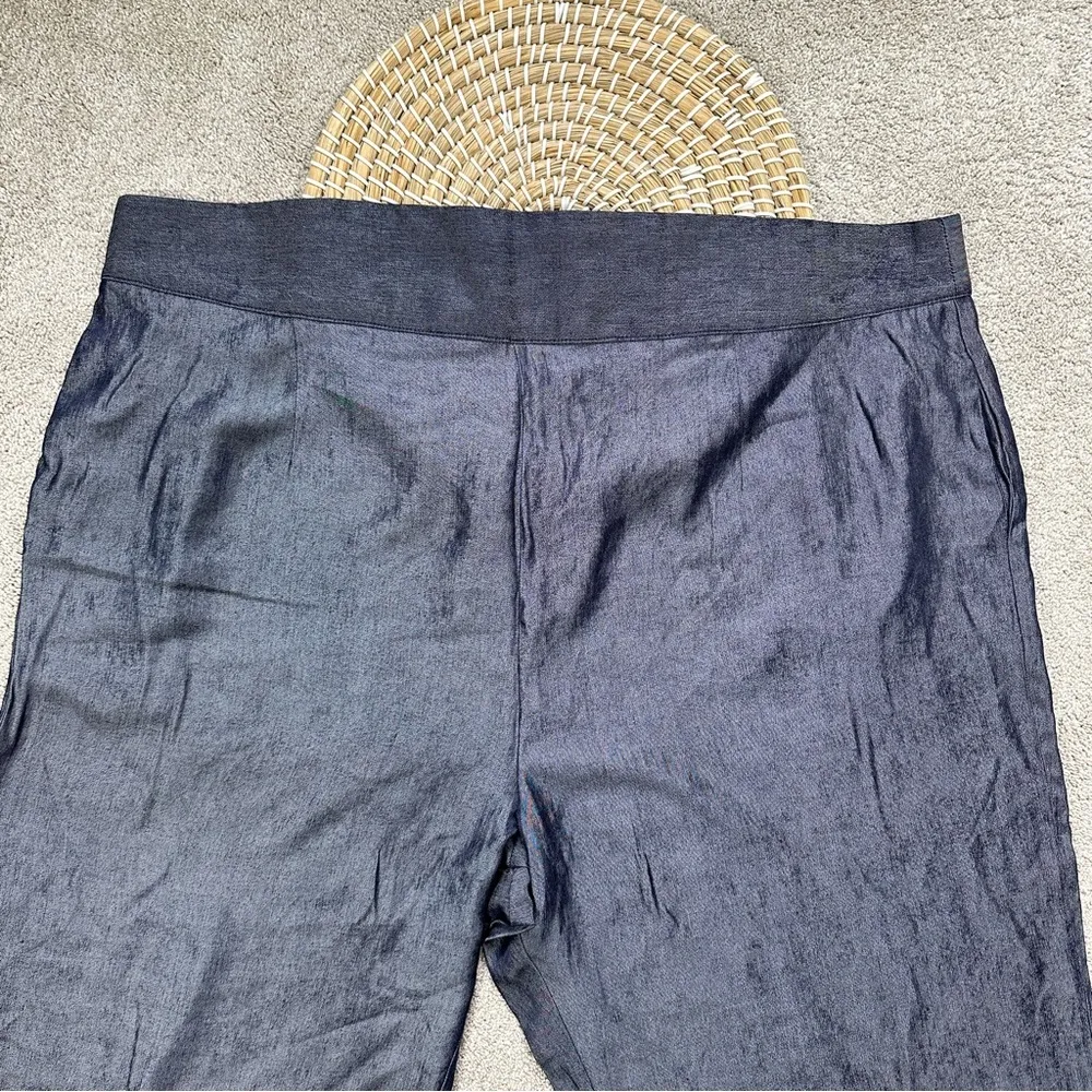 Unique Vintage Women’s Chambray High Rise Pants Cropped Capri Blue Plus Size 5X - Image 2