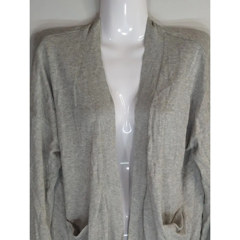 J. Crew Womens Gray Lyocell‎ Cotton Blend Open Cardigan Sweater Lagenlook Size M - Image 3
