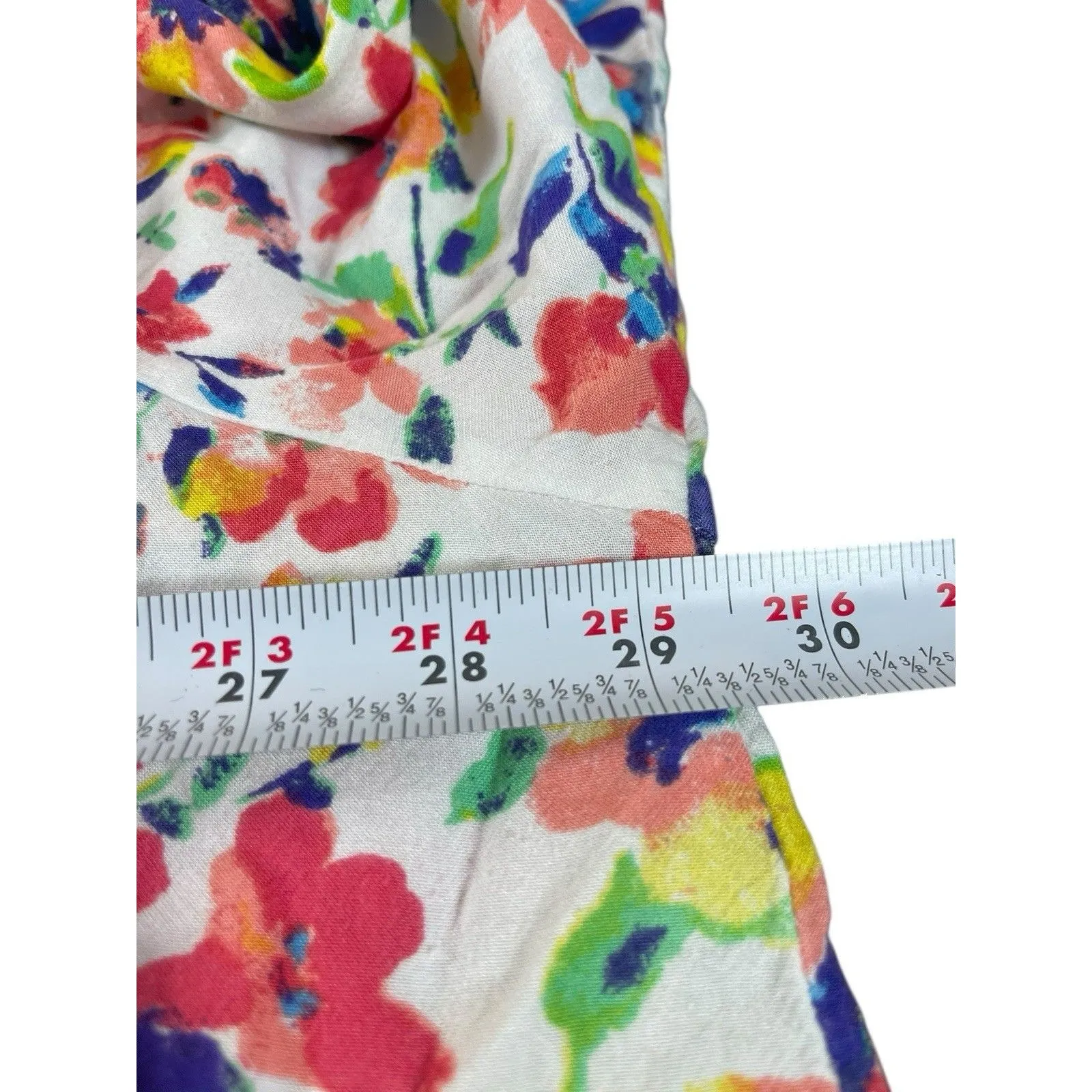 Woman Within 3X Floral Top 3/4 Sleeve White Multicolor Rayon Boho Peasant - Image 9