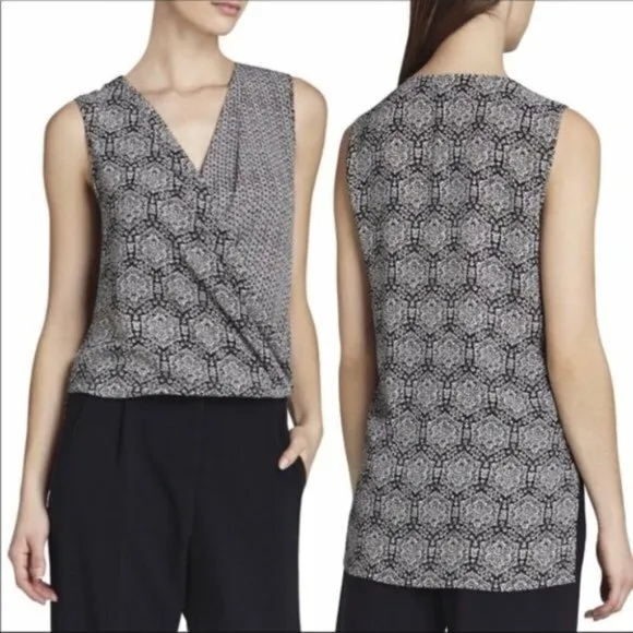 BCBGMAXAZRIA BCBG‎ Max Azria Meaghan Drape Front Patterned Tank Top Womens Size XS Blouse - Image 2
