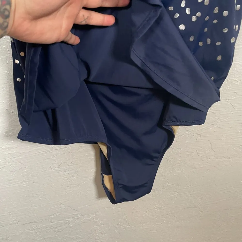 Swimsuits For All Women Plus Size 30 Navy Blue Silver One Piece Swimsuit Padded - Image 5