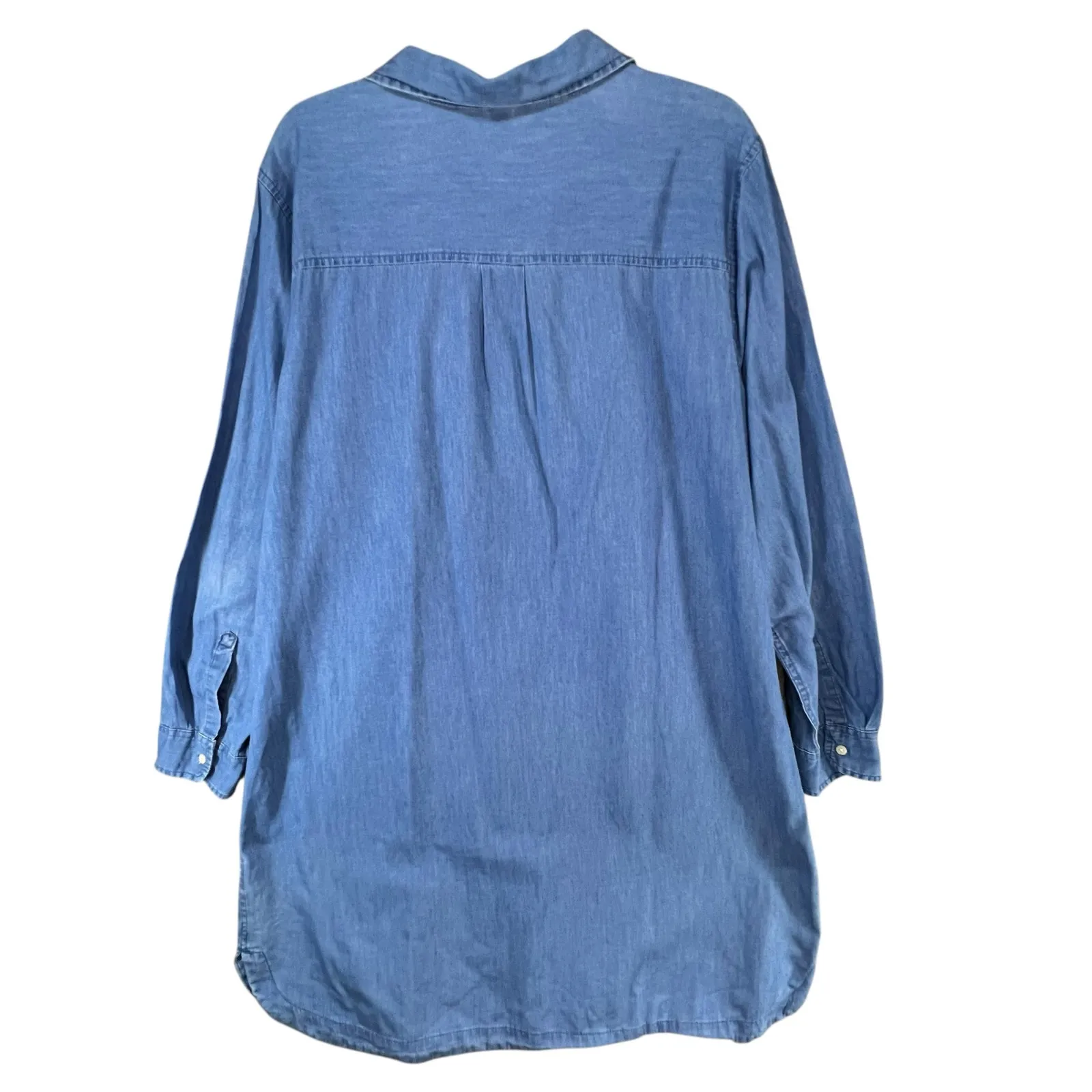 Old Navy Chambray Shirt Dress XL Blue Denim Half Button Popover Relaxed Cottage - Image 4