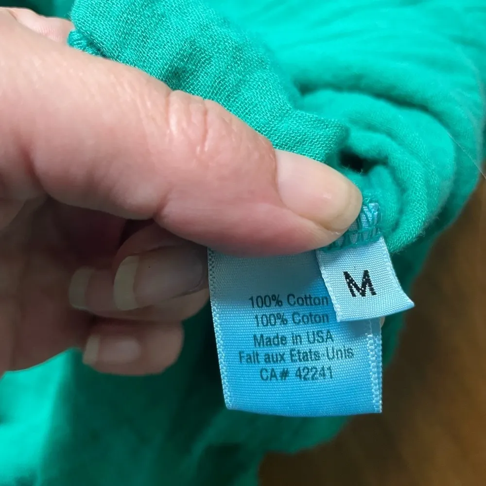 Stark X Cotton Gauze Sleeveless Dress Pockets Flowy Collared Breezy Med Green - Image 7