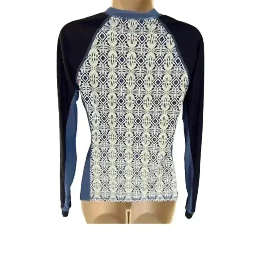 Helen Jon Rash Guard 1/4 Zip Blue and White Size Medium - Image 2