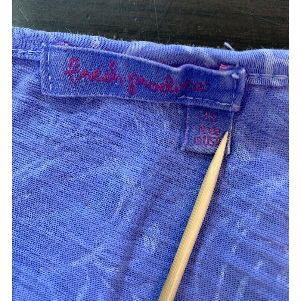 Fresh Produce Top Women’s XS Cotton 3/4 Sleeve Layered Blue Tropical Beachy Prep - Image 4