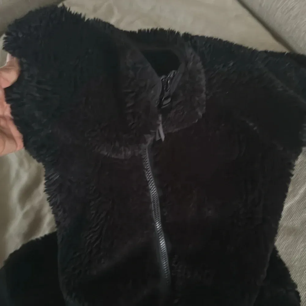 Zella Fleece Bomber Jacket Black Teddy Fleece Insulated Long Sleeve Zip Up - Image 10