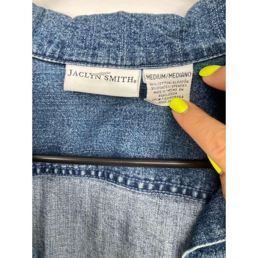 Jaclyn smith size M Stylish Denim Jacket‎ with Red Buttons - Image 6