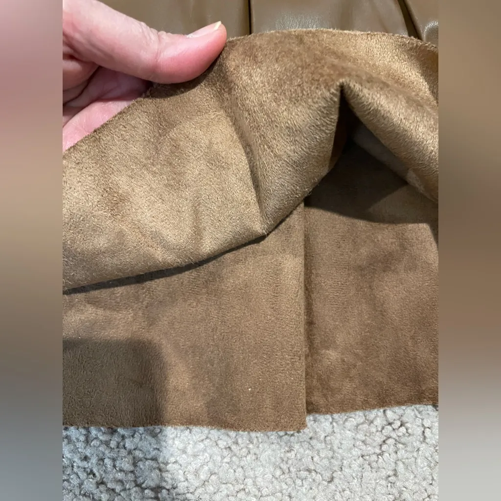 ZARA ChocoBrown Faux Leather Pleated Mini Skirt with Belt - Image 8