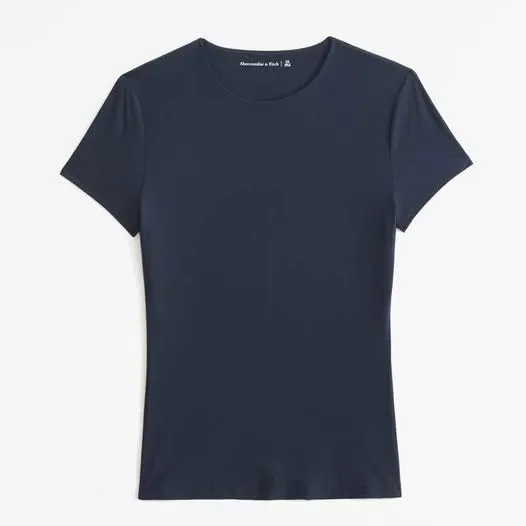 Abercrombie & Fitch Soft Matte Seamless Tuckable Baby Tee Blue Size XS - Image 5