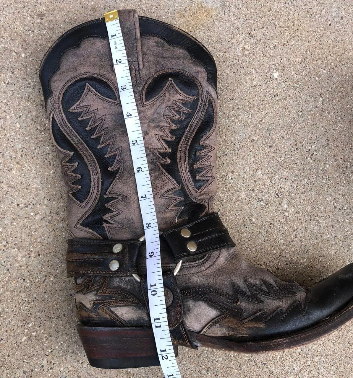 Stetson Western Harness Cowboy Boots Men 6.5 Biker Outlaw Snip Toe Handcrafted Leather Festival Rocker Brown - Image 8