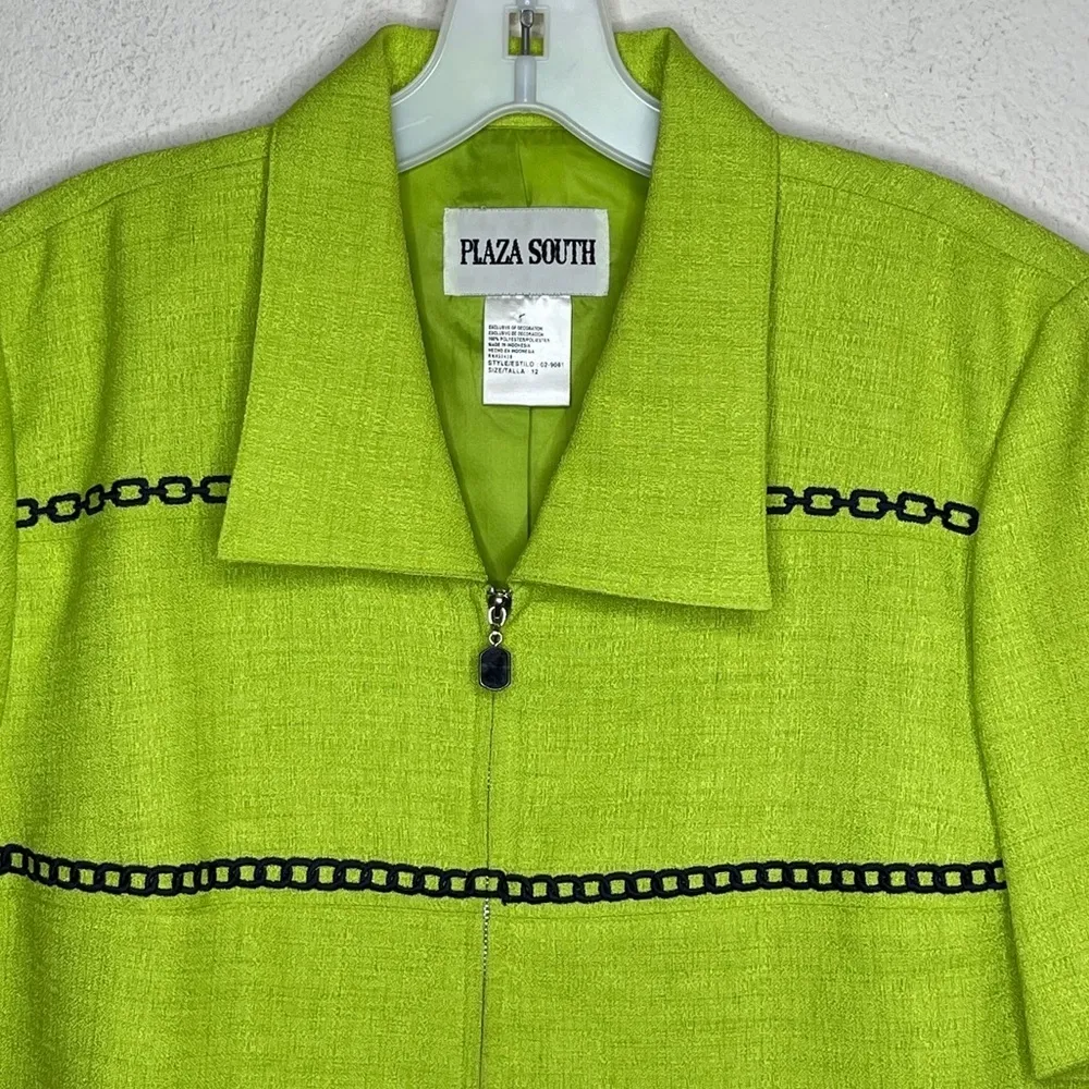 Vintage Plaza South Zip‎ Jacket Green Size 12 - Image 4