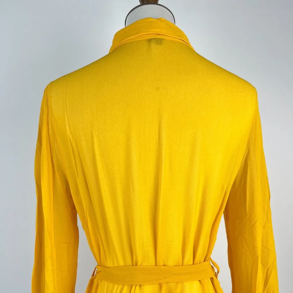 NWOT Farm Rio Irregular Ruffles Mini Shirt Dress Long Sleeve Size M Belt Tie - Image 8