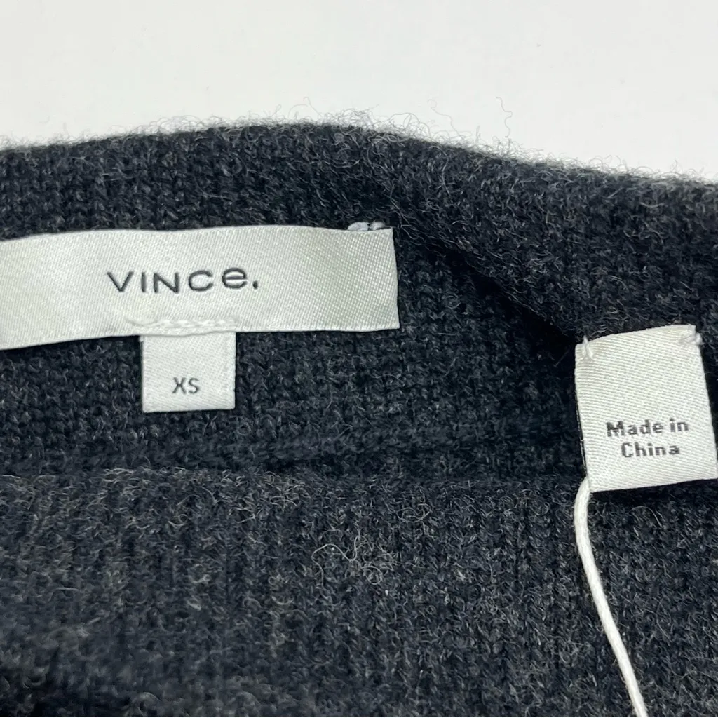 Vince Ribbed‎ Wool Cashmere Blend Charcoal Grey Gray Knit Midi Skirt Size XS NEW - Image 2